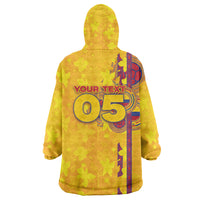 Custom Colombia Football Wearable Blanket Hoodie Tropical Orchid Floral Pattern With Coat Of Arms