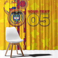 Custom Colombia Football Window Curtain Tropical Orchid Floral Pattern With Coat Of Arms
