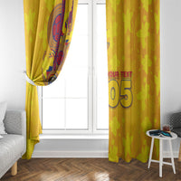 Custom Colombia Football Window Curtain Tropical Orchid Floral Pattern With Coat Of Arms
