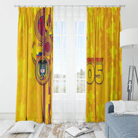 Custom Colombia Football Window Curtain Tropical Orchid Floral Pattern With Coat Of Arms