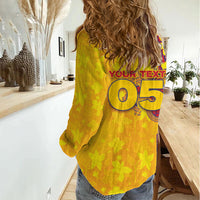 Custom Colombia Football Women Casual Shirt Tropical Orchid Floral Pattern With Coat Of Arms