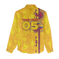 Custom Colombia Football Women Casual Shirt Tropical Orchid Floral Pattern With Coat Of Arms