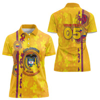 Custom Colombia Football Women Polo Shirt Tropical Orchid Floral Pattern With Coat Of Arms