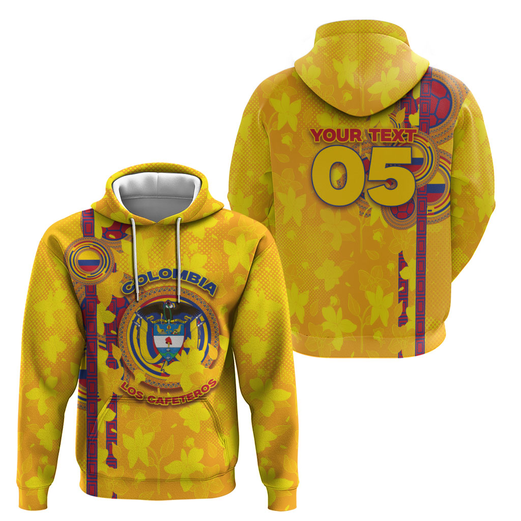 Custom Colombia Football Zip Hoodie Tropical Orchid Floral Pattern With Coat Of Arms