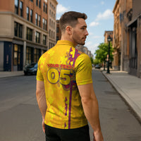 Custom Colombia Football Zipper Polo Shirt Tropical Orchid Floral Pattern With Coat Of Arms