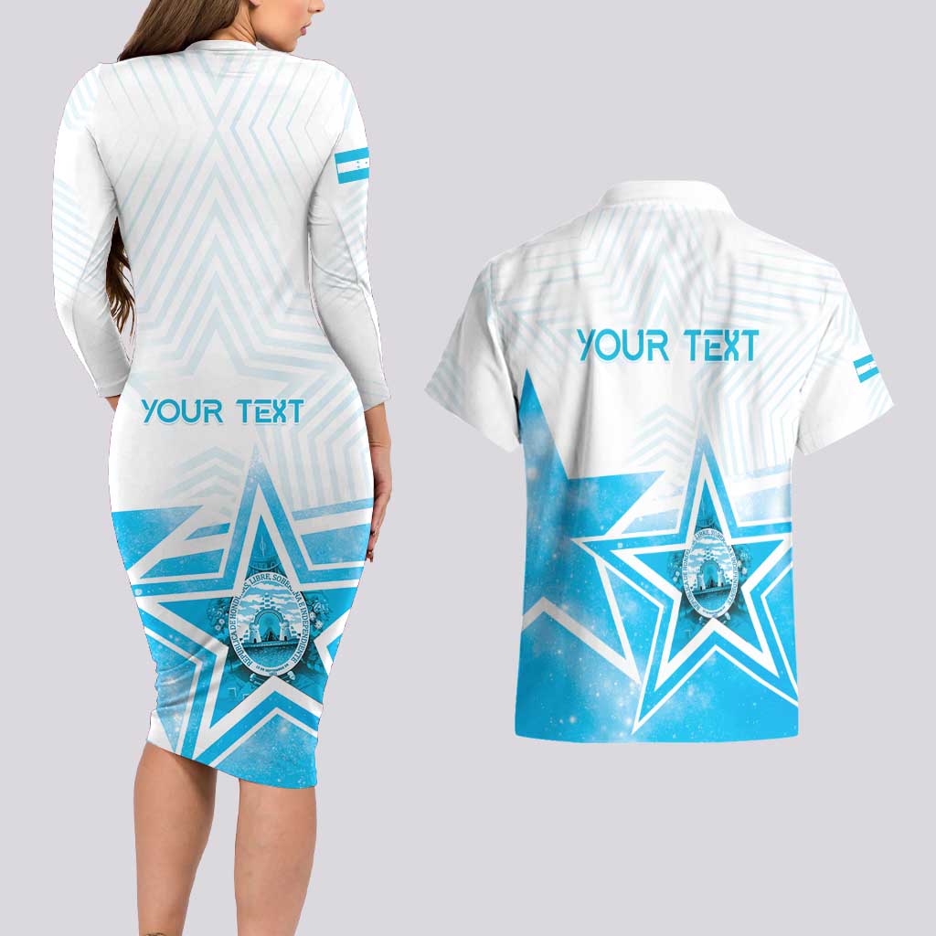Personalized Honduras Couples Matching Long Sleeve Bodycon Dress and Hawaiian Shirt A Nation of Stars Unity in Light - Wonder Print Shop