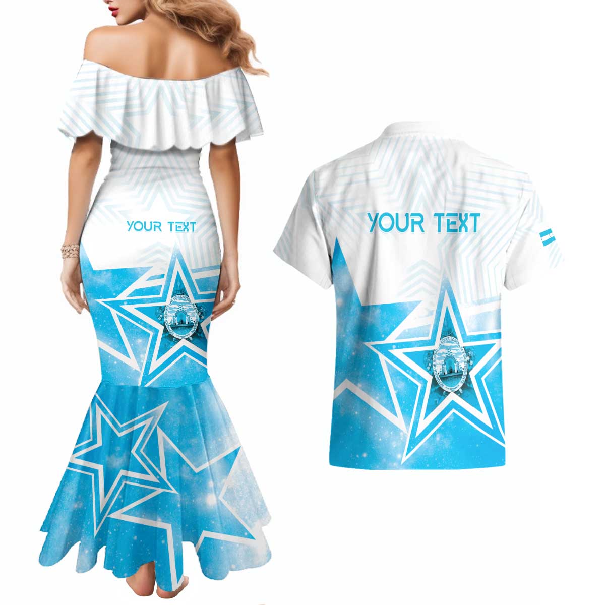 Personalized Honduras Couples Matching Mermaid Dress and Hawaiian Shirt A Nation of Stars Unity in Light - Wonder Print Shop