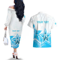 Personalized Honduras Couples Matching Off The Shoulder Long Sleeve Dress and Hawaiian Shirt A Nation of Stars Unity in Light - Wonder Print Shop