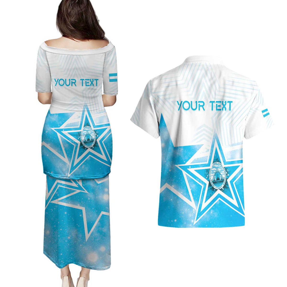 Personalized Honduras Couples Matching Puletasi and Hawaiian Shirt A Nation of Stars Unity in Light - Wonder Print Shop