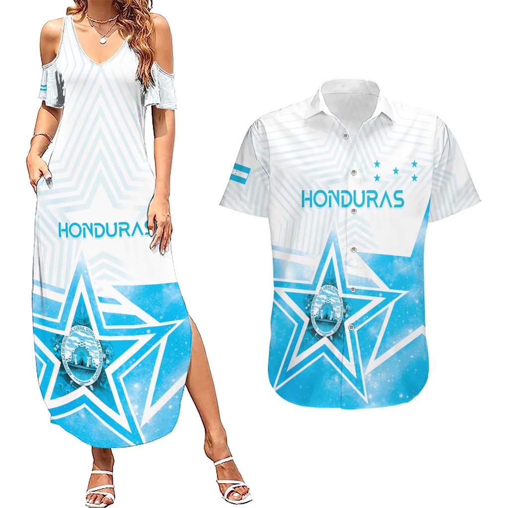 Personalized Honduras Couples Matching Summer Maxi Dress and Hawaiian Shirt A Nation of Stars Unity in Light - Wonder Print Shop