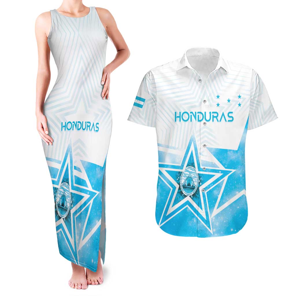Personalized Honduras Couples Matching Tank Maxi Dress and Hawaiian Shirt A Nation of Stars Unity in Light - Wonder Print Shop