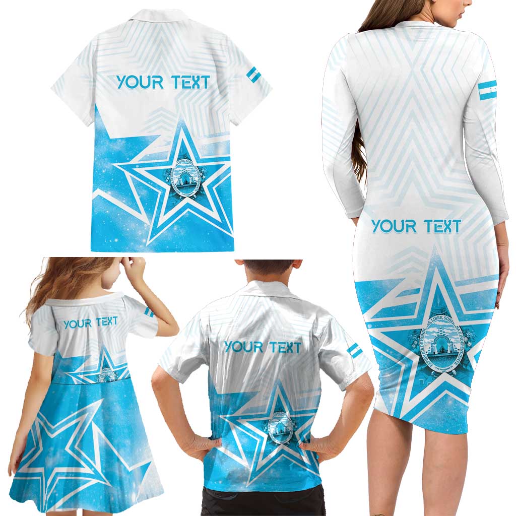 Personalized Honduras Family Matching Long Sleeve Bodycon Dress and Hawaiian Shirt A Nation of Stars Unity in Light - Wonder Print Shop