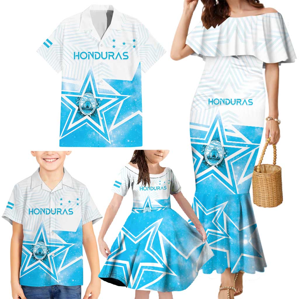 Personalized Honduras Family Matching Mermaid Dress and Hawaiian Shirt A Nation of Stars Unity in Light - Wonder Print Shop