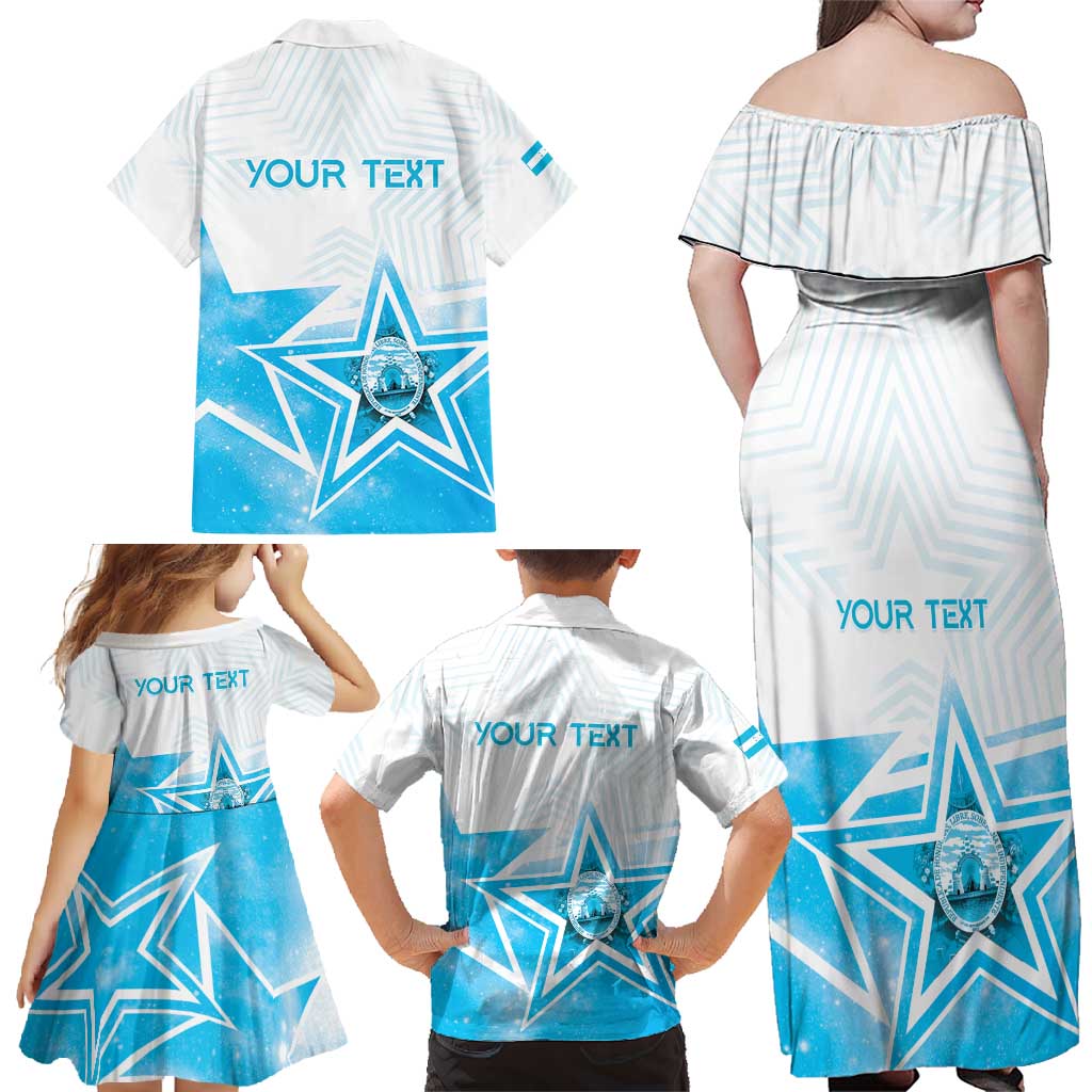 Personalized Honduras Family Matching Off Shoulder Maxi Dress and Hawaiian Shirt A Nation of Stars Unity in Light - Wonder Print Shop