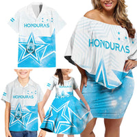 Personalized Honduras Family Matching Off Shoulder Short Dress and Hawaiian Shirt A Nation of Stars Unity in Light - Wonder Print Shop