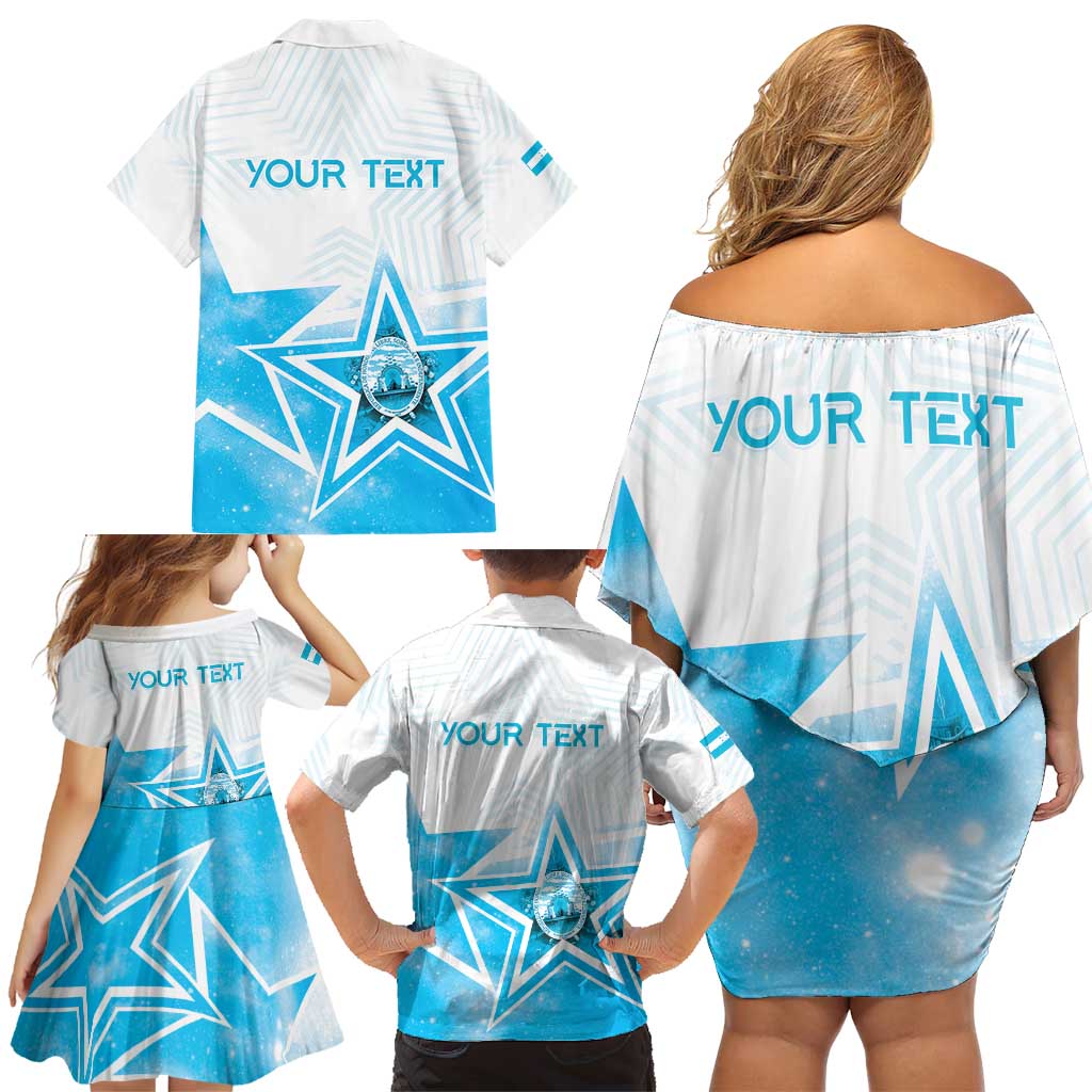 Personalized Honduras Family Matching Off Shoulder Short Dress and Hawaiian Shirt A Nation of Stars Unity in Light - Wonder Print Shop