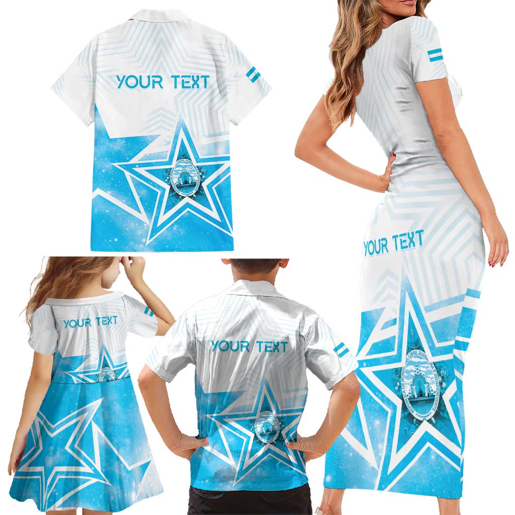 Personalized Honduras Family Matching Short Sleeve Bodycon Dress and Hawaiian Shirt A Nation of Stars Unity in Light - Wonder Print Shop