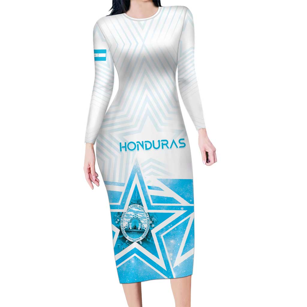 Personalized Honduras Long Sleeve Bodycon Dress A Nation of Stars Unity in Light - Wonder Print Shop
