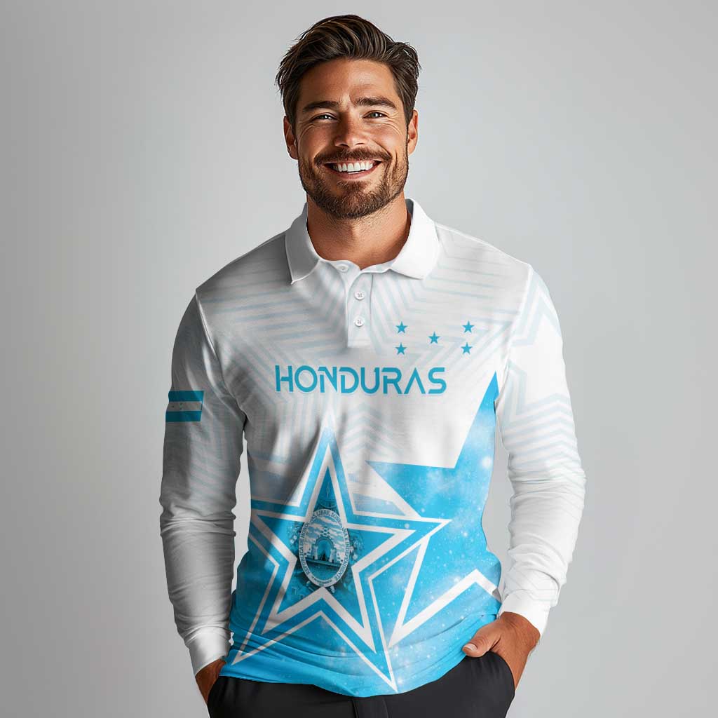 Personalized Honduras Long Sleeve Polo Shirt A Nation of Stars Unity in Light - Wonder Print Shop
