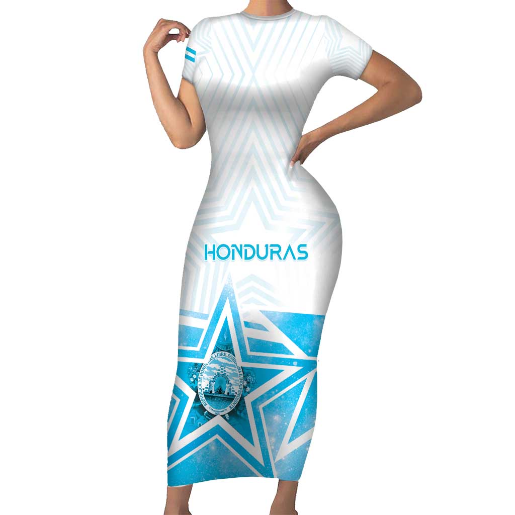 Personalized Honduras Short Sleeve Bodycon Dress A Nation of Stars Unity in Light - Wonder Print Shop