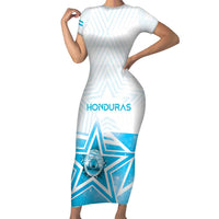 Personalized Honduras Short Sleeve Bodycon Dress A Nation of Stars Unity in Light - Wonder Print Shop