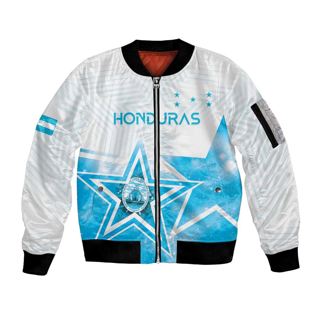 Personalized Honduras Sleeve Zip Bomber Jacket A Nation of Stars Unity in Light - Wonder Print Shop