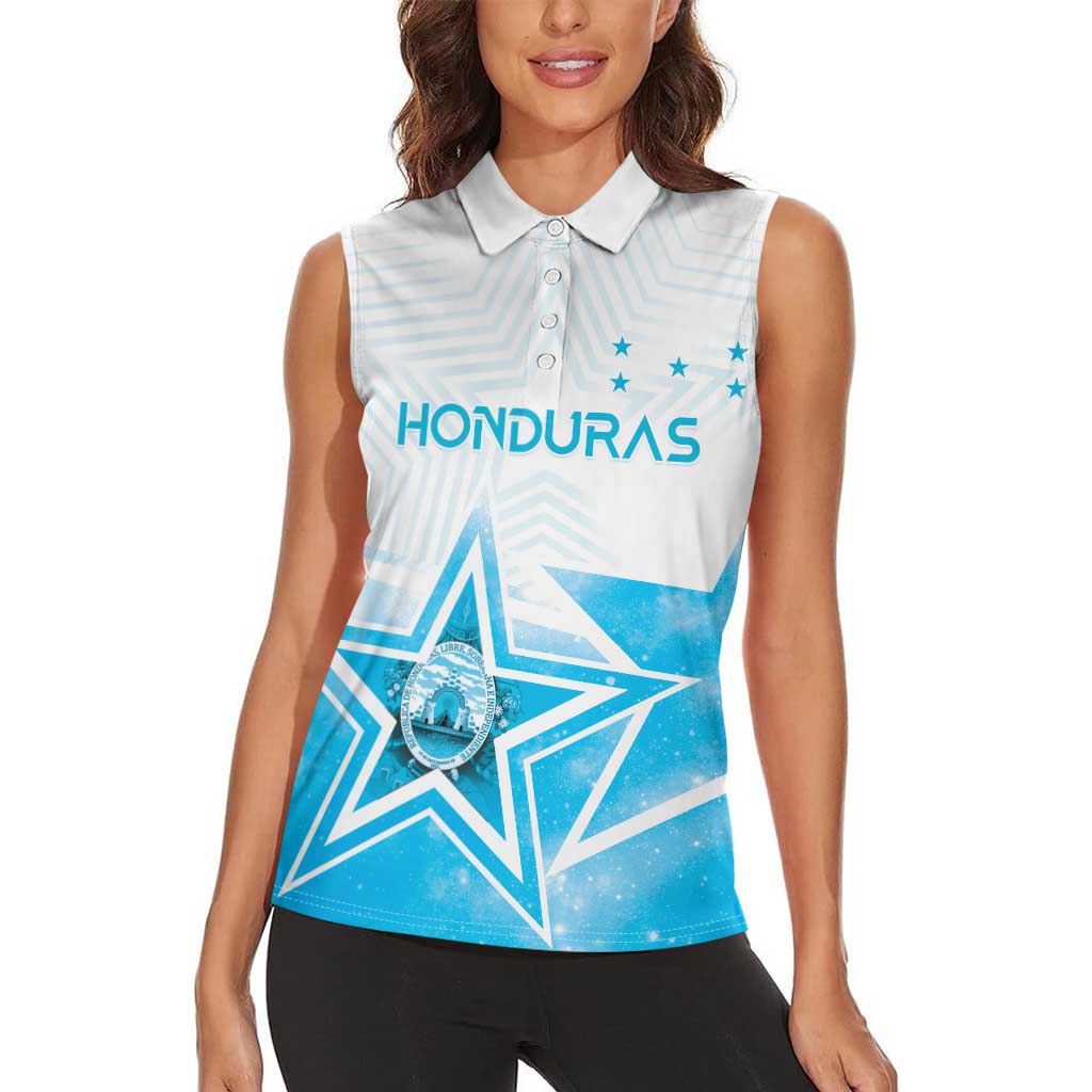 Personalized Honduras Women Sleeveless Polo Shirt A Nation of Stars Unity in Light - Wonder Print Shop