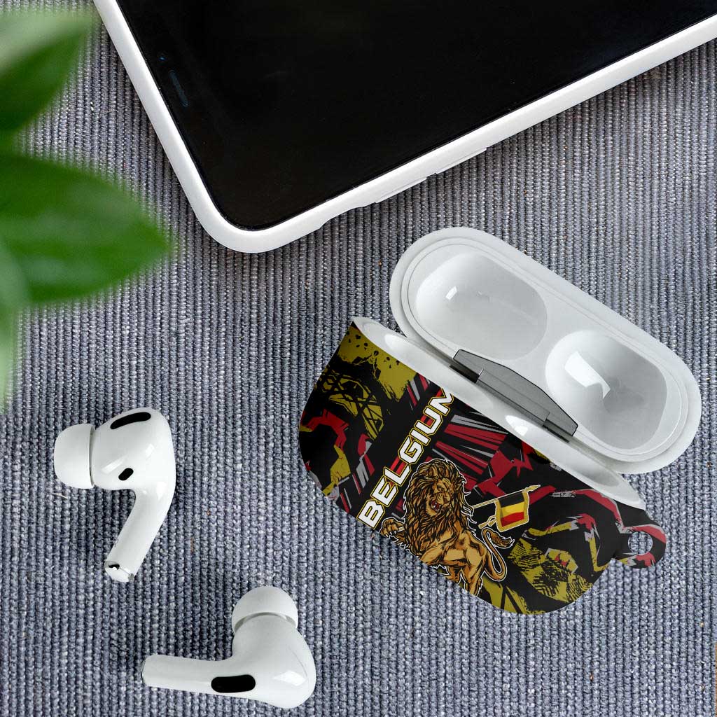 Belgium AirPods Case Lion Holding Flag - Wonder Print Shop