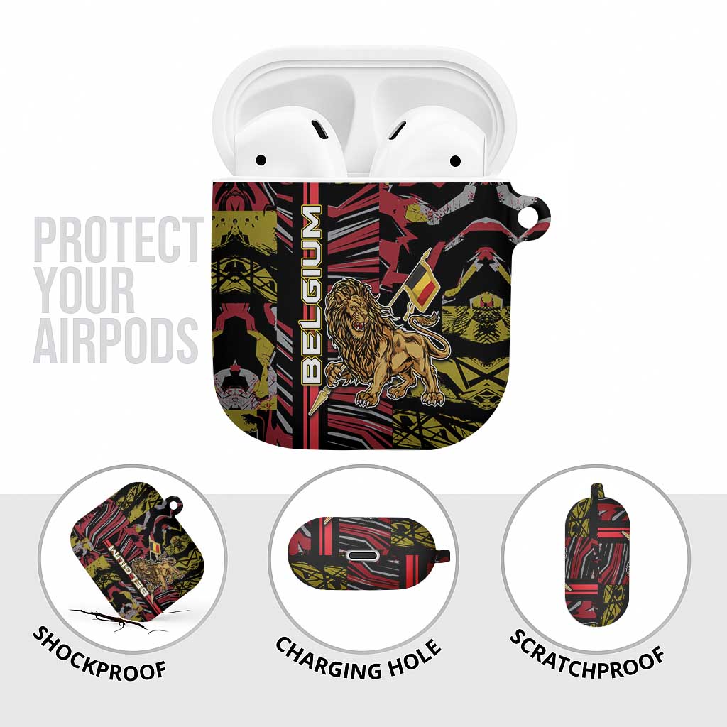 Belgium AirPods Case Lion Holding Flag - Wonder Print Shop