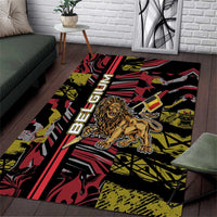 Belgium Area Rug Lion Holding Flag - Wonder Print Shop