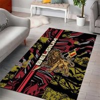 Belgium Area Rug Lion Holding Flag - Wonder Print Shop
