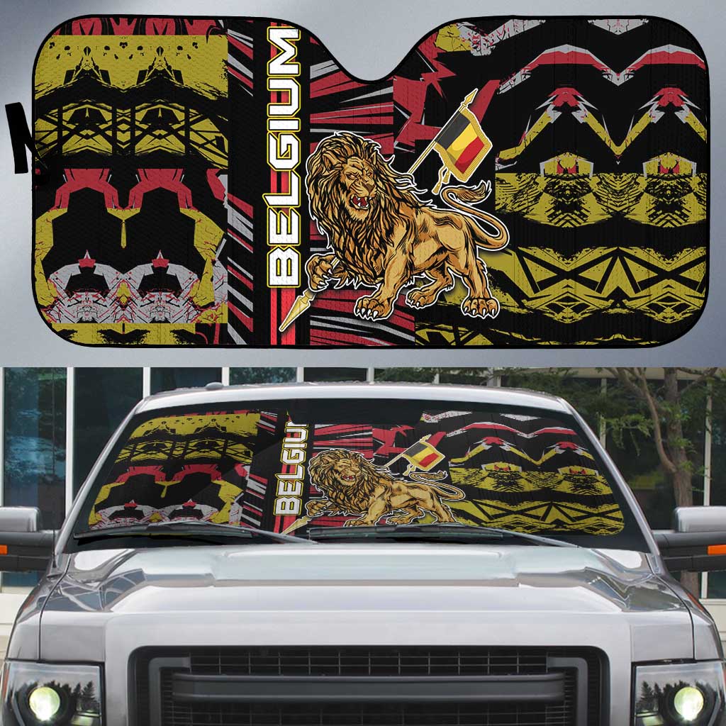 Belgium Auto Sun Shade Lion Holding Flag - Wonder Print Shop