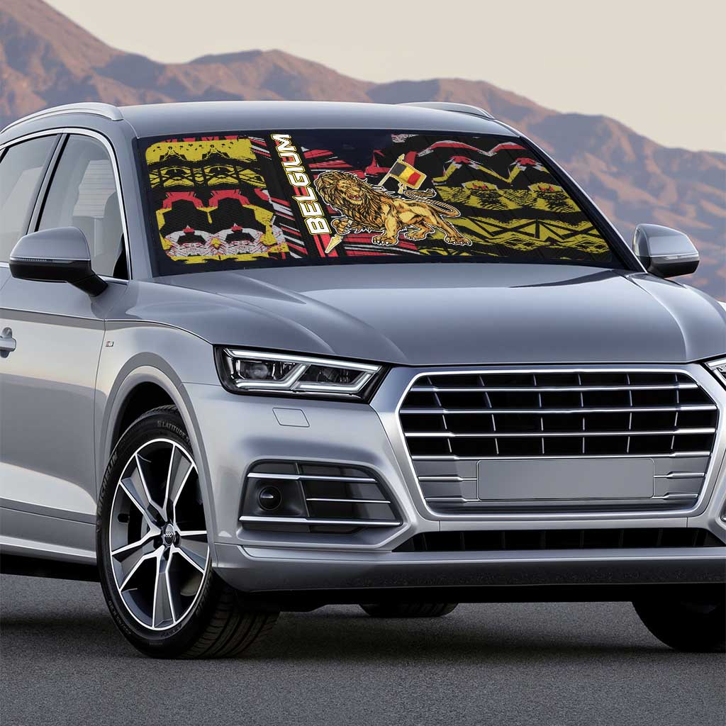 Belgium Auto Sun Shade Lion Holding Flag - Wonder Print Shop