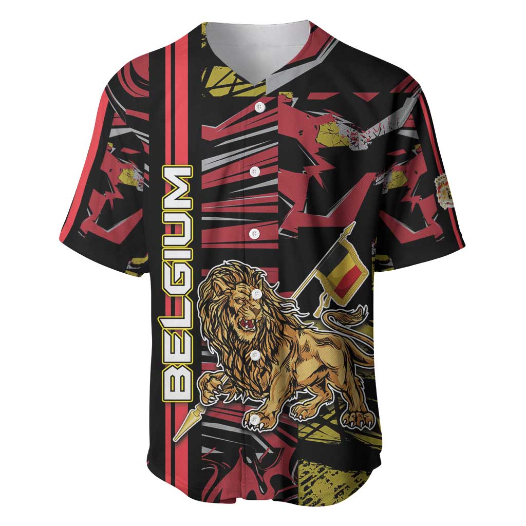 Personalized Belgium Baseball Jersey Lion Holding Flag - Wonder Print Shop