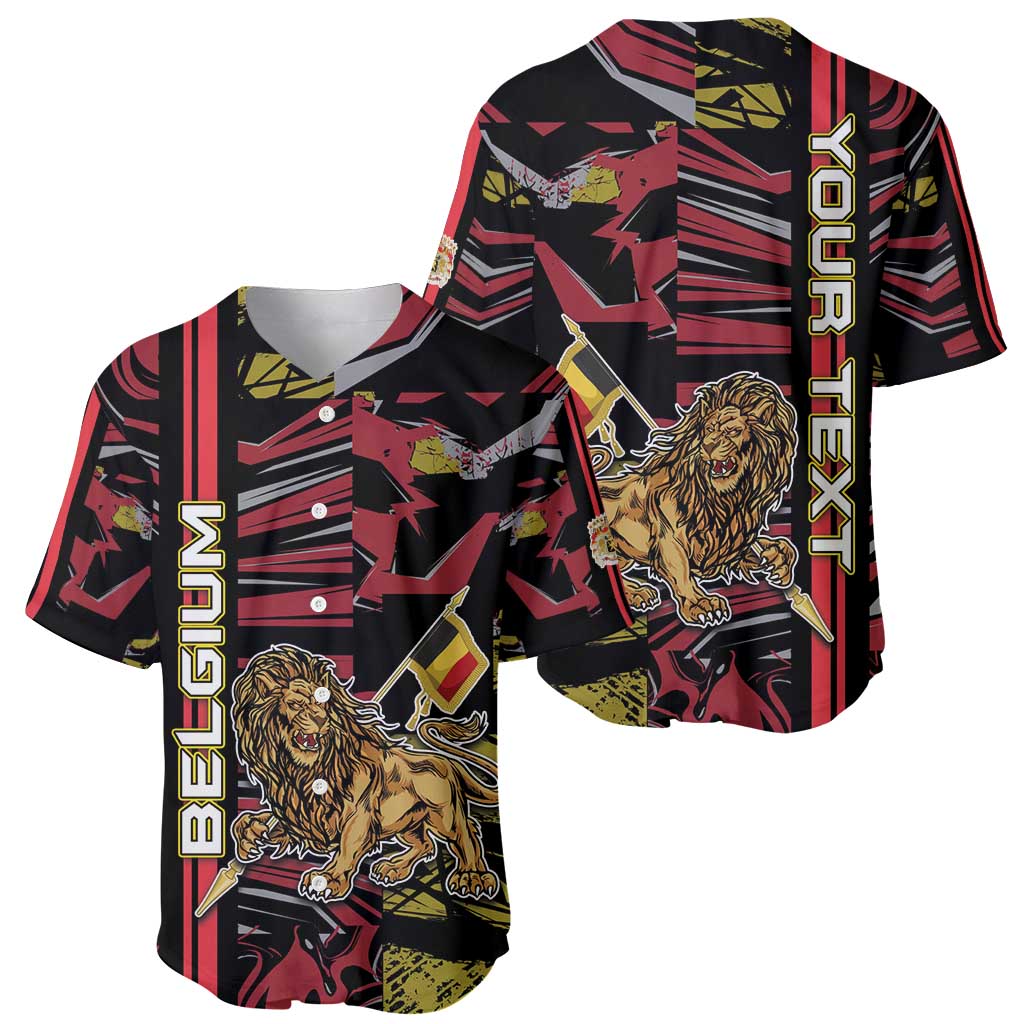 Personalized Belgium Baseball Jersey Lion Holding Flag - Wonder Print Shop