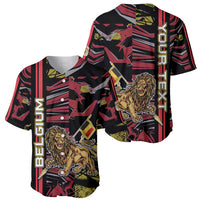Personalized Belgium Baseball Jersey Lion Holding Flag - Wonder Print Shop