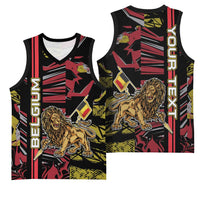 Personalized Belgium Basketball Jersey Lion Holding Flag - Wonder Print Shop