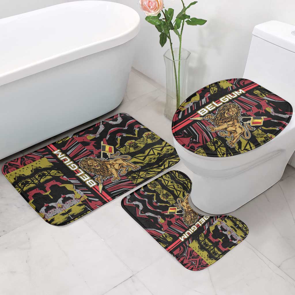 Belgium Bathroom Set Lion Holding Flag - Wonder Print Shop