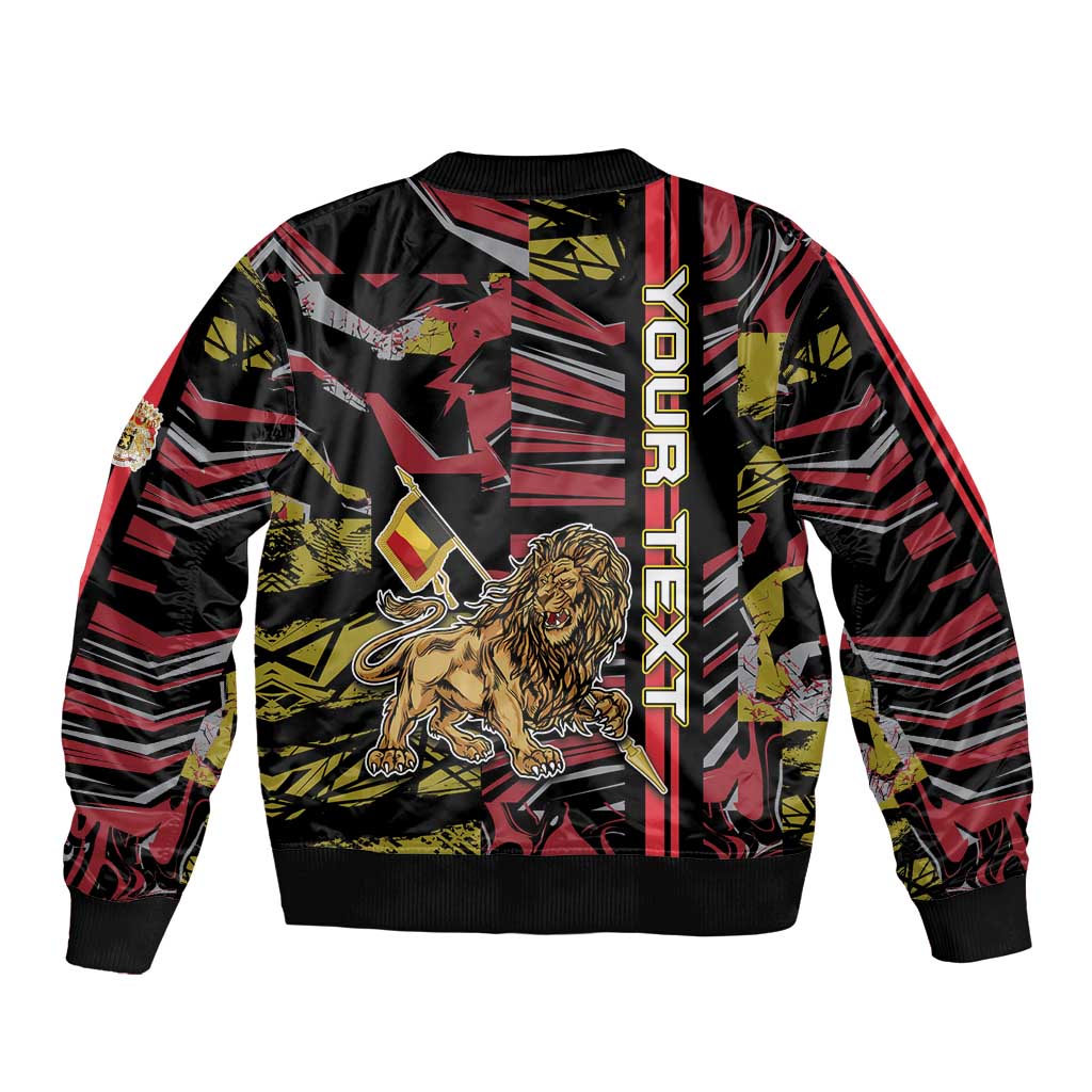 Personalized Belgium Bomber Jacket Lion Holding Flag - Wonder Print Shop