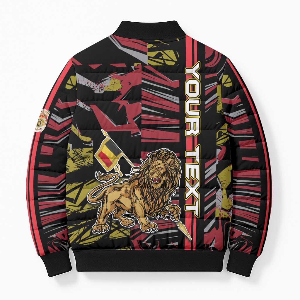 Personalized Belgium Bomber Puffer Jacket Lion Holding Flag - Wonder Print Shop