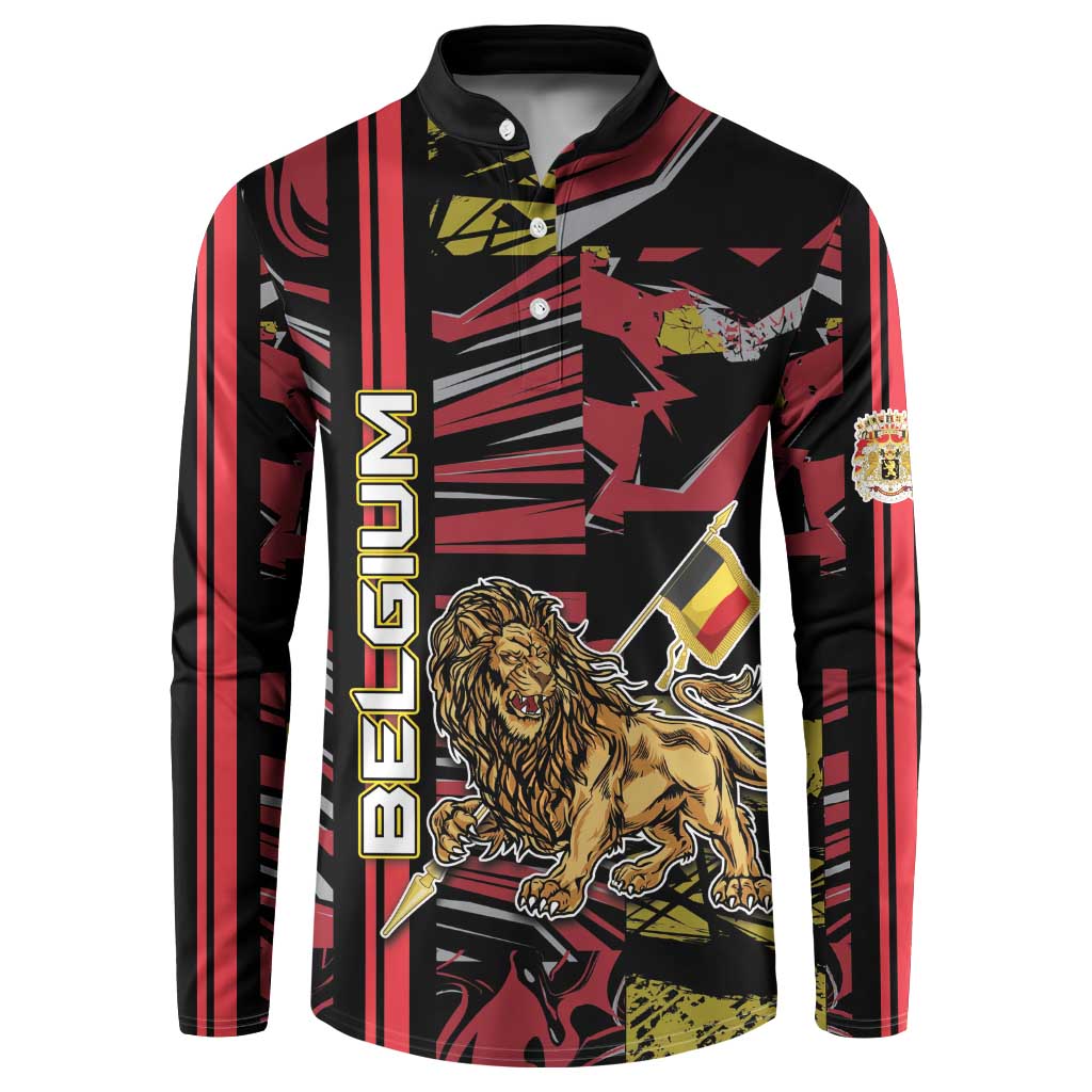 Personalized Belgium Button Sweatshirt Lion Holding Flag - Wonder Print Shop