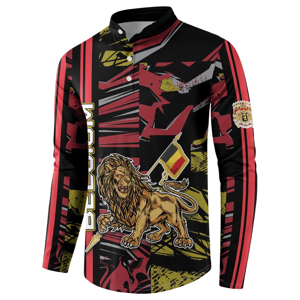 Personalized Belgium Button Sweatshirt Lion Holding Flag - Wonder Print Shop