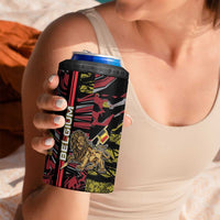 Personalized Belgium 4 in 1 Can Cooler Tumbler Lion Holding Flag - Wonder Print Shop
