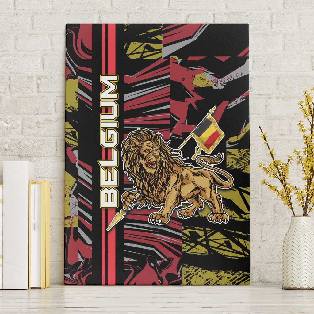 Belgium Canvas Wall Art Lion Holding Flag - Wonder Print Shop