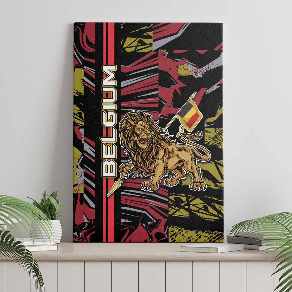 Belgium Canvas Wall Art Lion Holding Flag - Wonder Print Shop