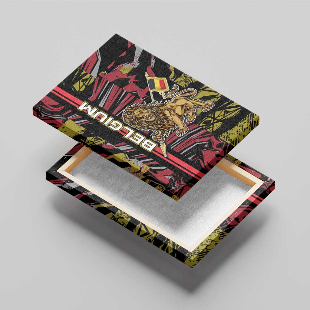 Belgium Canvas Wall Art Lion Holding Flag - Wonder Print Shop