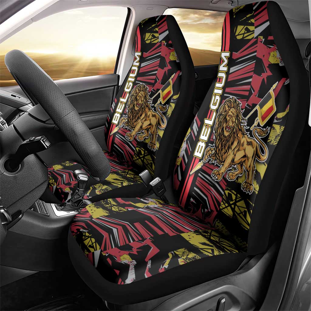 Belgium Car Seat Cover Lion Holding Flag - Wonder Print Shop