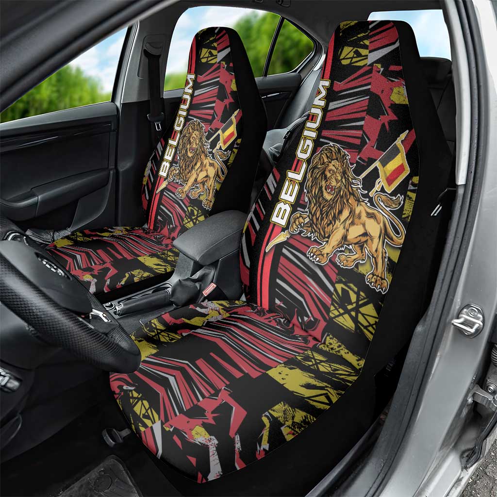 Belgium Car Seat Cover Lion Holding Flag - Wonder Print Shop