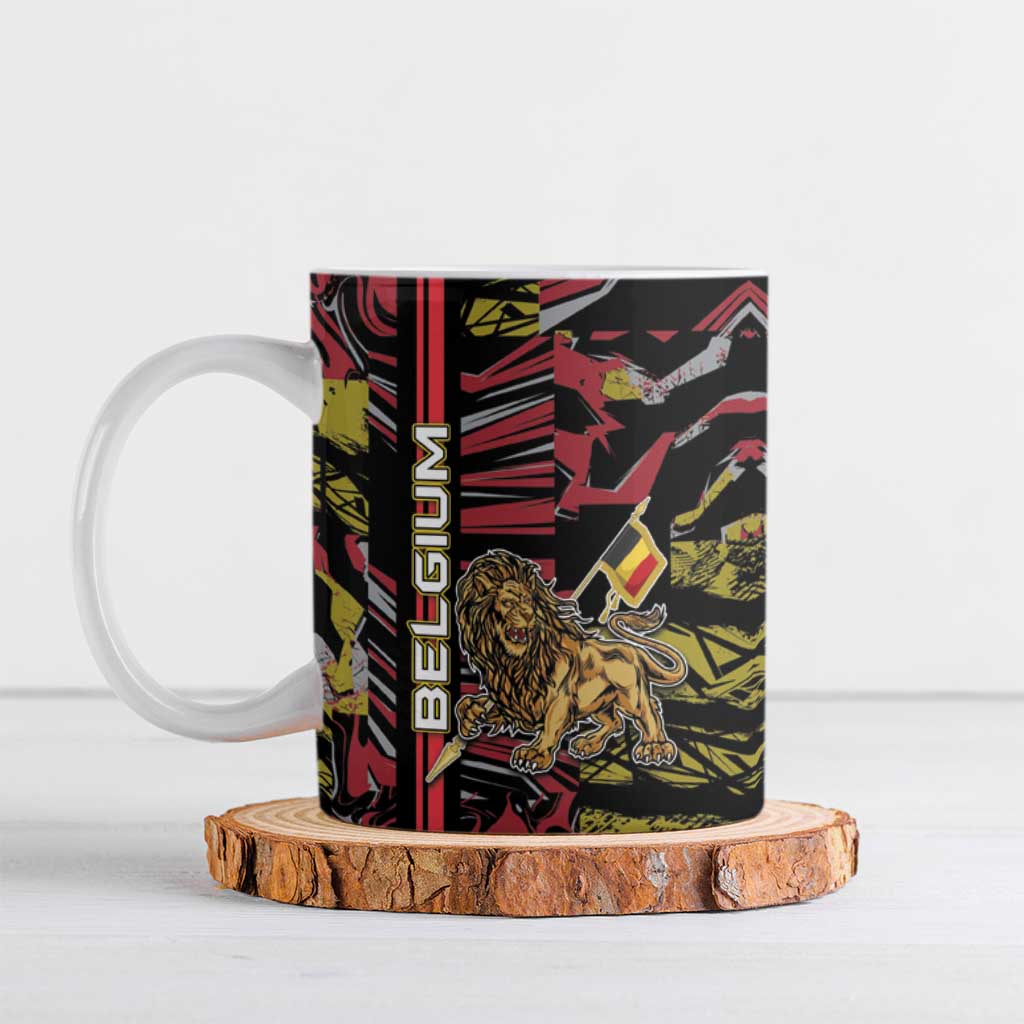 Personalized Belgium Ceramic Mug Lion Holding Flag - Wonder Print Shop