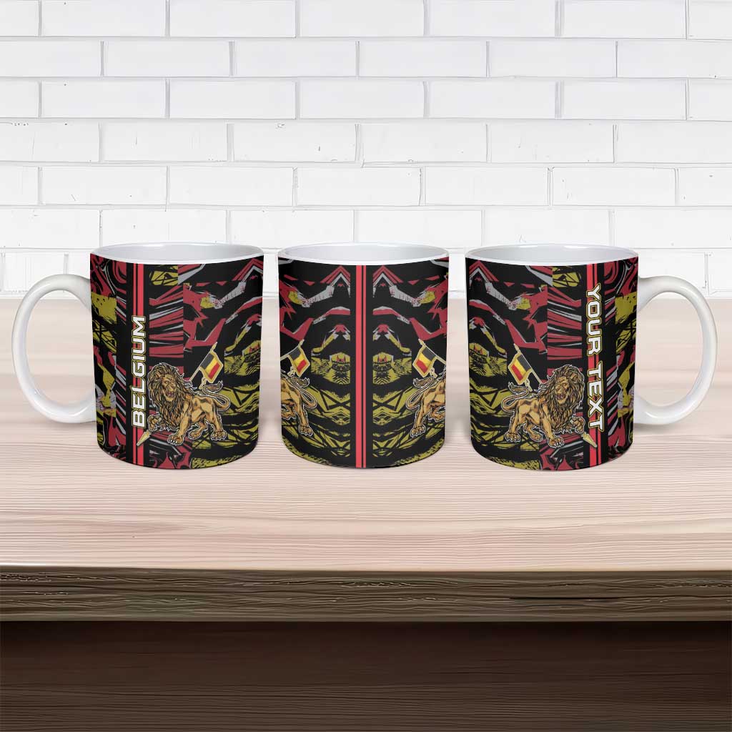 Personalized Belgium Ceramic Mug Lion Holding Flag - Wonder Print Shop